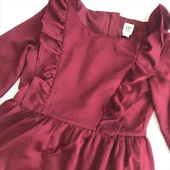 Gapkids maroon textured ruffle dress GUC S(6-7Y) - Picture 2 of 4